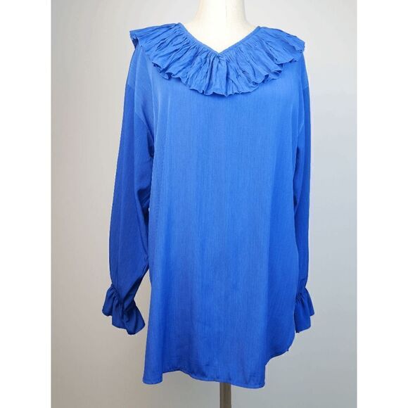 Vintage Peterpopovitch Long Sleeve Blouse Blue Size Medium - Picture 1 of 7